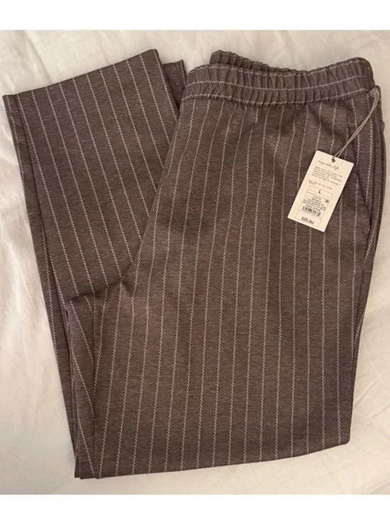 A New Day Taupe Pinstripe High Rise Tapered Ankle Pants Large NWT - Picture 4 of 4